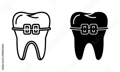 Dental Braces Tooth Icon Set