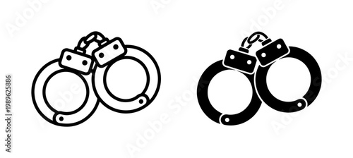 Metal Handcuffs Icon Set for Law Enforcement and Justice