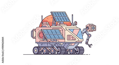 Robotic Lunar Rover with Solar Panels.