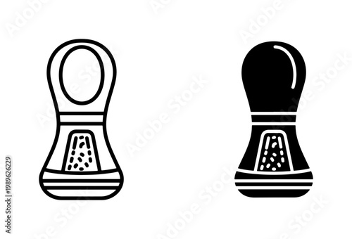 Salt and pepper shaker icon set in outline and solid style