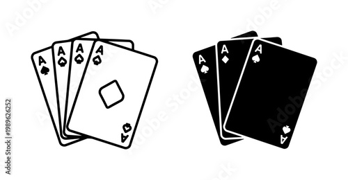 Four Aces Playing Cards Icon Set