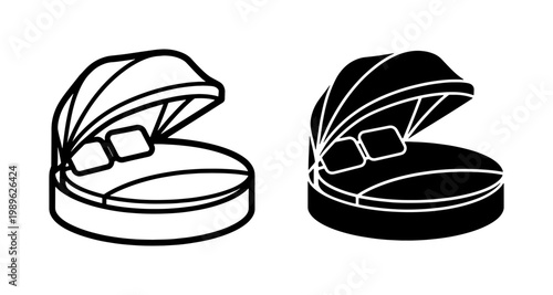 Modern Round Outdoor Daybed Icon with Canopy and Pillows