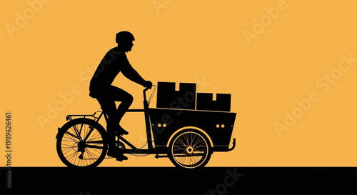 Man Riding Bicycle with Delivery Boxes.