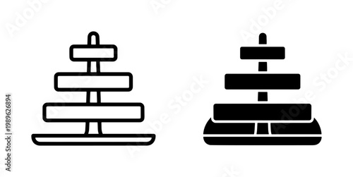 Baby stacking ring toy icon set