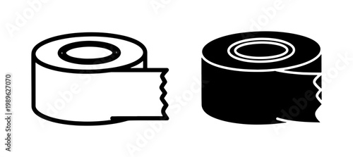 Adhesive Tape Roll Outline and Glyph Icon Set