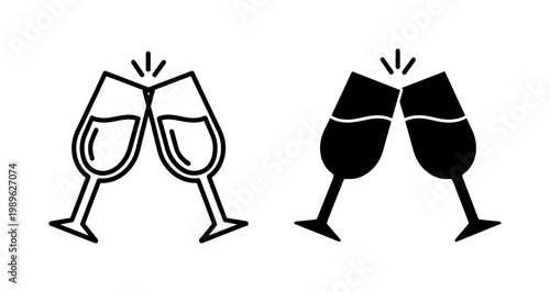 Champagne Toast Icon Set for Celebration and Party Events