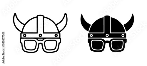 Viking Helmet with Sunglasses Icon Set