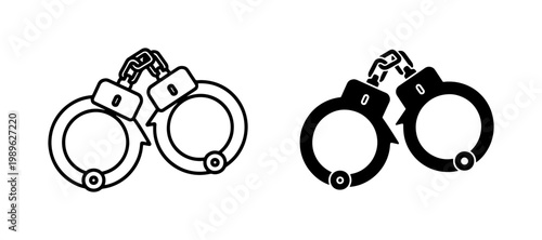 Metal Handcuffs Icon Set for Law Enforcement and Justice