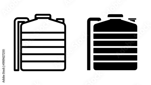 Industrial Water Storage Tank Vector Icon Set