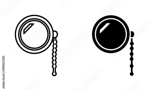 Monocle Eyeglass Icon Set with Chain