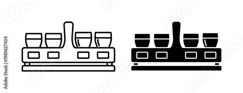 Beer flight paddle icon set for craft brewery tasting