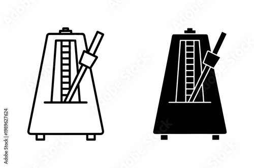 Mechanical metronome icon set for music rhythm and tempo