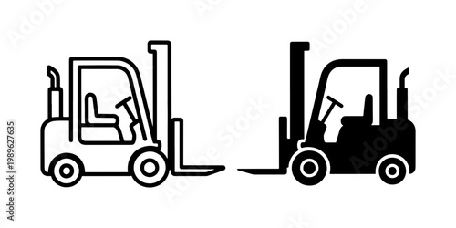 Forklift Truck Icon Set for Warehouse Logistics and Industry