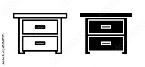 Nightstand Drawer Icon Set for Bedroom Furniture Design