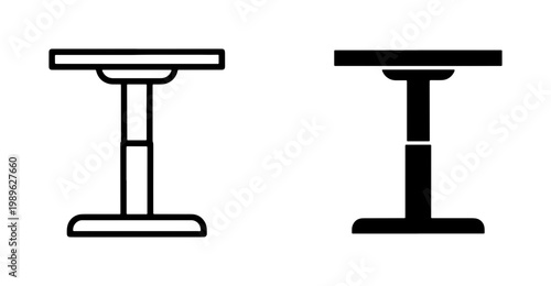 Foto Adjustable height table icon set in outline and solid style
