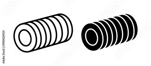 Industrial Corrugated Pipe Icon Set for Plumbing and Drainage