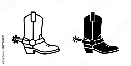 Cowboy Boot with Spur Icon Set