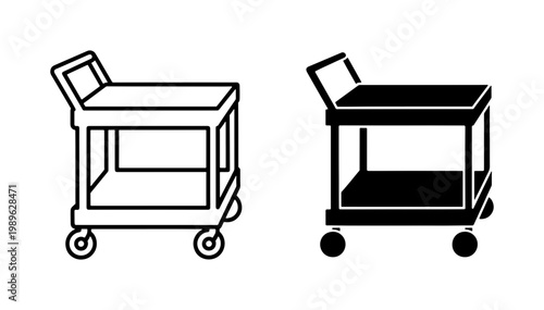 Industrial Service Trolley Icon Set on White Background