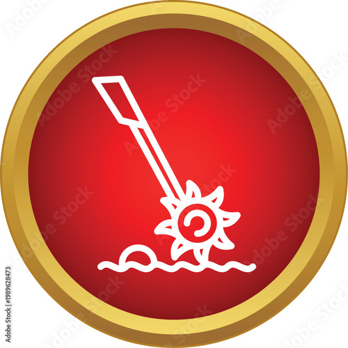 Hand rotary hoe tilling ground for planting concept