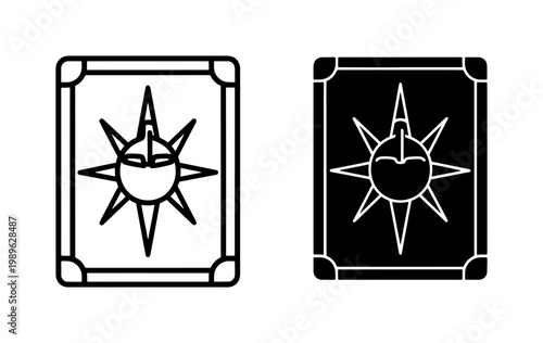 Mystical Tarot Card Sun Icon Set