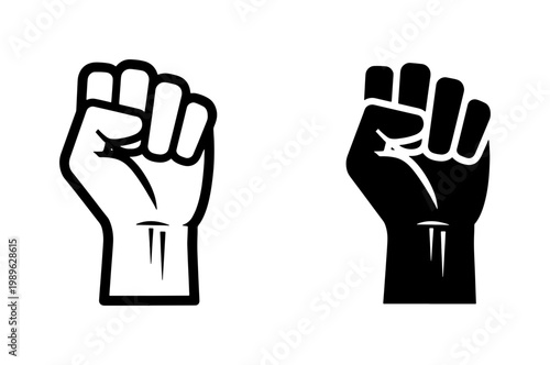 Raised Clenched Fist Icons for Protest and Solidarity