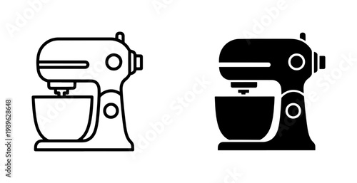 Electric Stand Mixer Icon Set for Kitchen Baking