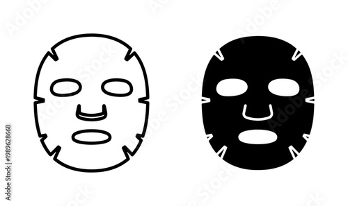 Facial Sheet Mask Line and Silhouette Icon Set