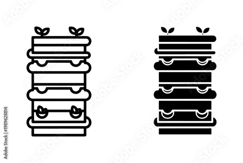 Vertical Farming Hydroponic System Icon Set