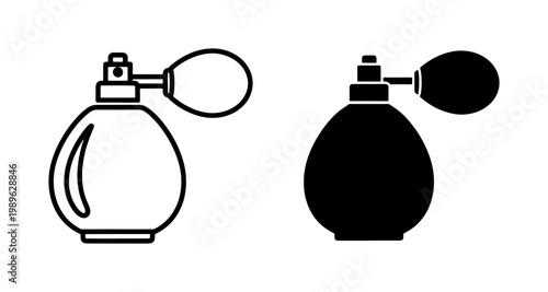 Vintage Perfume Bottle Icon Set with Atomizer Pump