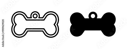 Bone Shaped Pet ID Tag Outline and Silhouette Icons
