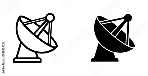 Satellite Dish Antenna Icon Set for Communication and Space