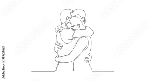 Woman Hugging a Little Girl.