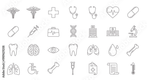 Medical Health Care Symbols Icons.