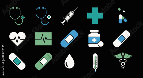 Medical icons and health symbols.