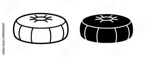 Round Pouf Ottoman Icon Set
