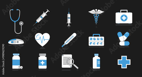 Medical icons and healthcare symbols.