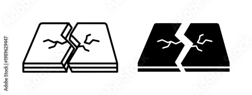 Broken Floor Tile Icon Set with Cracks