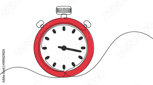 Stopwatch timer illustration drawn in single continuous line profile.