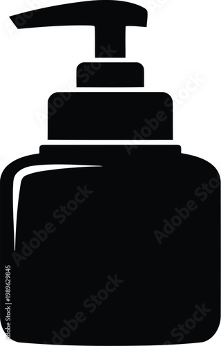 Black and white illustration of a soap pump dispenser