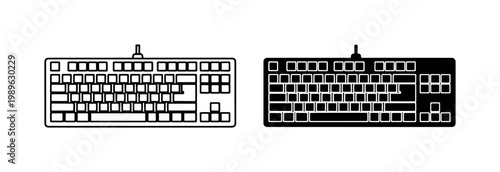 Mechanical Computer Keyboard Line and Glyph Icon Set