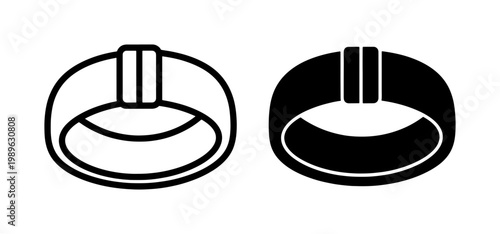 Smart Ring Icon Set for Health Tracking Technology