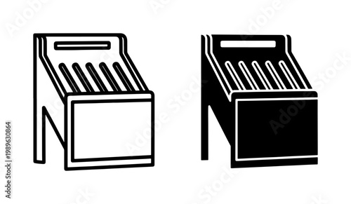 Brochure Display Stand Linear and Solid Icon Set
