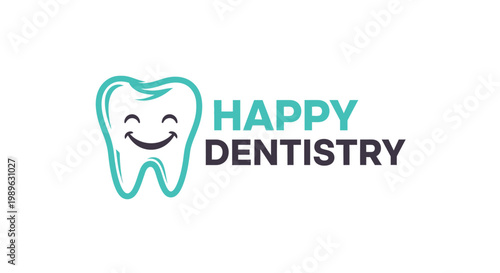 Happy Dentistry Logo - Smiling Tooth Symbolizing Dental Health and Care.