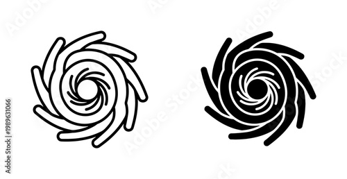 Abstract Spiral Hurricane Icon Set in Black and White