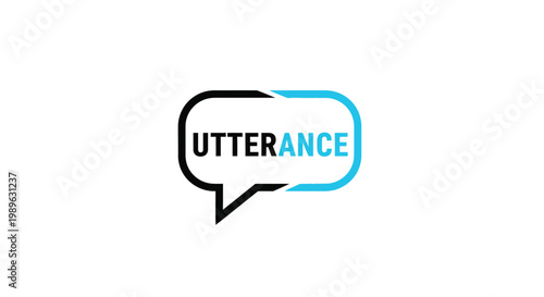 Utterance logo design featuring a speech bubble with the word utterance.