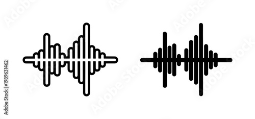 Digital Audio Waveform Icon Set for Music and Sound Recording