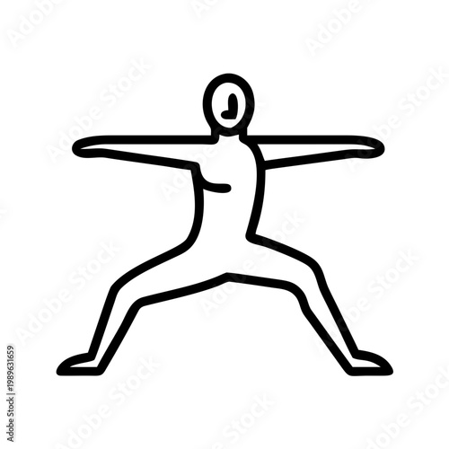 Yoga warrior pose icon, vector illustration of a person exercising