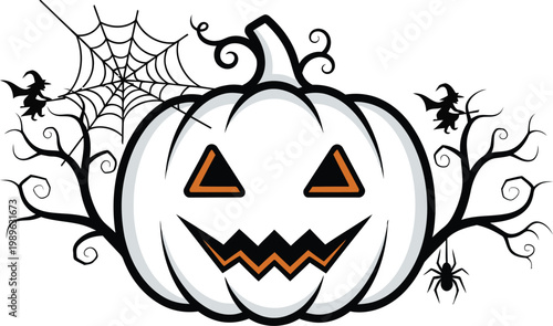 halloween pumpkin with bats