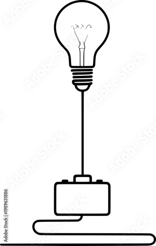 Illumination Innovation: A simple yet potent depiction of an idea igniting, represented by a light bulb powered by a switch. Capturing the essence of invention and inspiration.