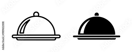 Restaurant Food Cloche Tray Icon Set